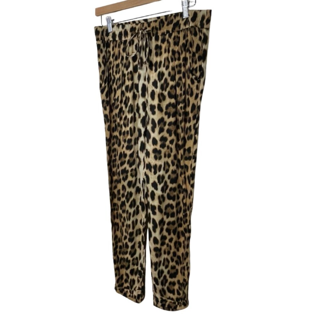 ZARA | Women's Lightweight Leopard Print Elastic Waist Loose Fit Pants | Size M - Picture 7 of 13